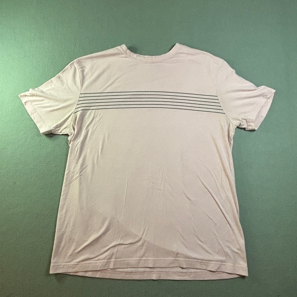 Lee Womens L Light Pink Pima Cotton Chest Stripe Short Sleeve T-Shirt Crewneck
